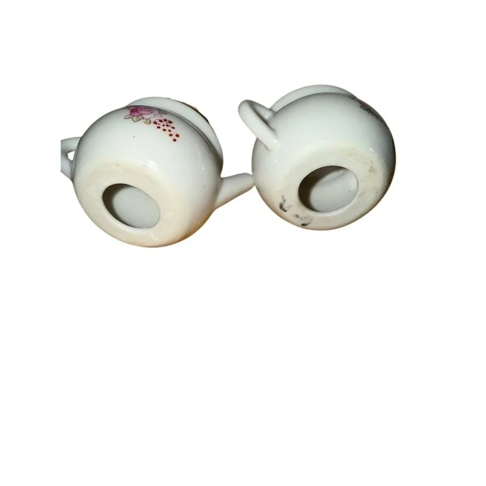 Vintage Enesco Porcelain Teapot Pincushion Set sewing‎ set of 2